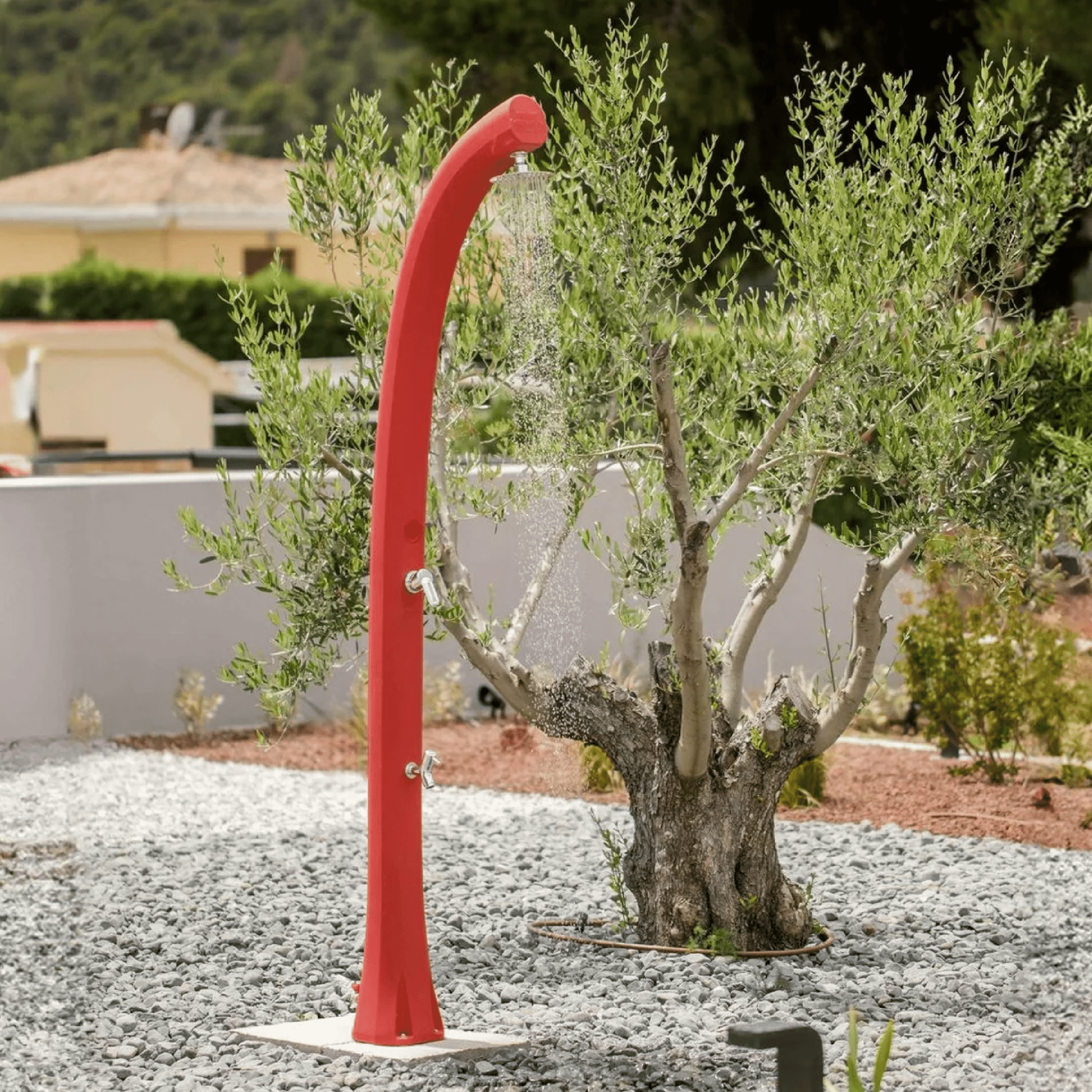 Doccia Solare Da Esterno 26 Lt Con Soffione Miscelatore e Lavapiedi Arkema "New Happy H220"