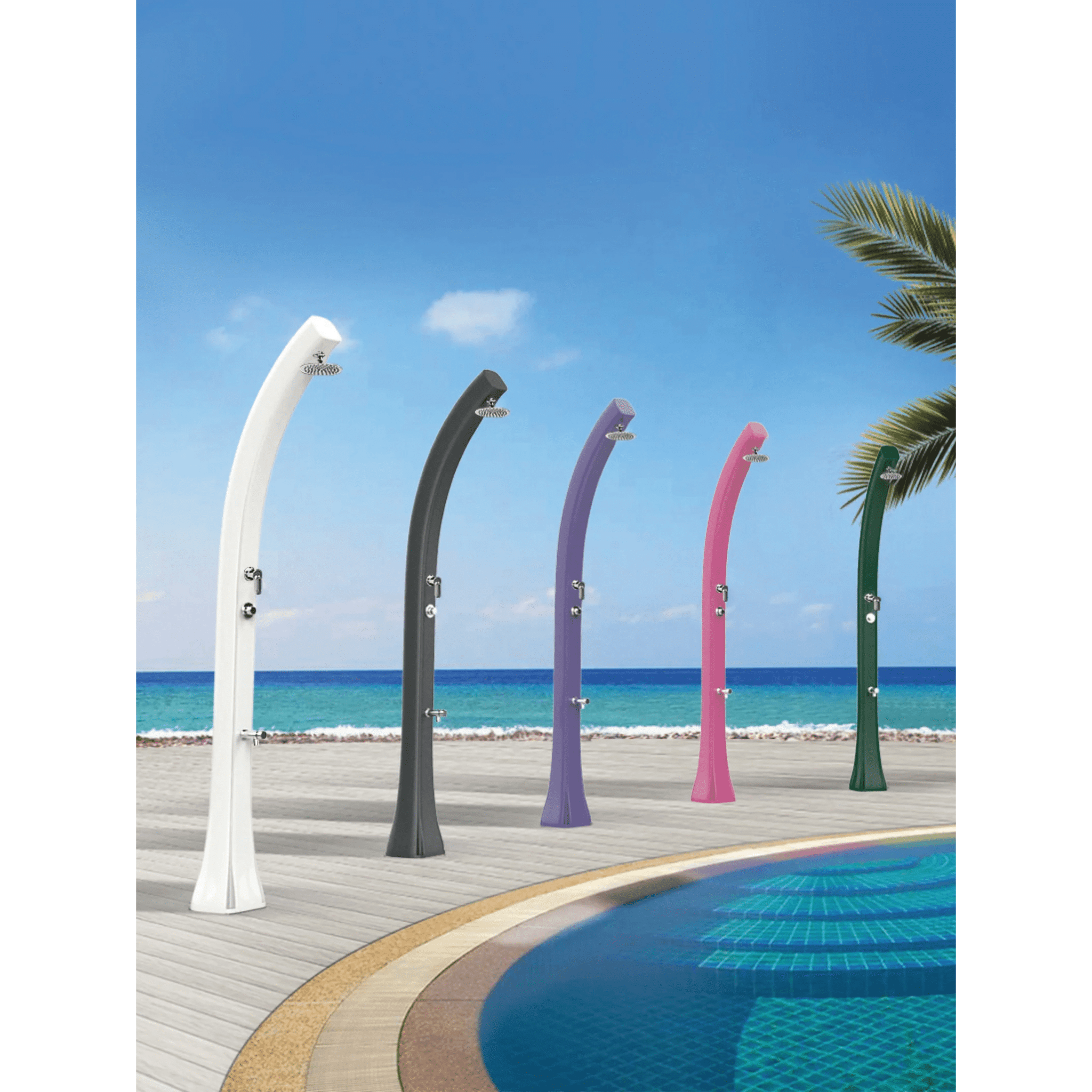 Doccia Solare Da Esterno 28 Lt Con Soffione Miscelatore e Lavapiedi Temporizzato Arkema "Happy Beach F530"