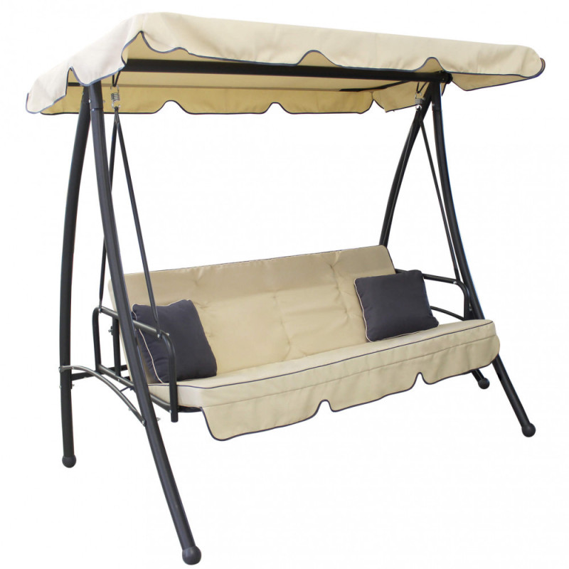 Dondolo 3posti beige nero da giardino e terrazzo