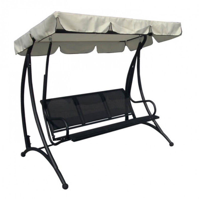Dondolo 3posti in acciaio da giardino e terrazzo telo beige