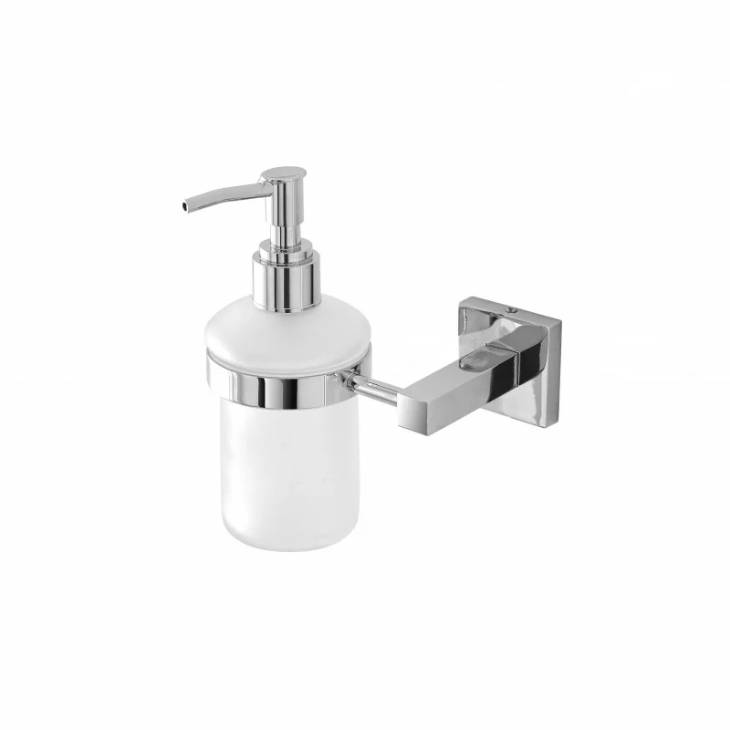 Dosatore sapone liquido a muro in vetro satinato e metallo cromato Rock