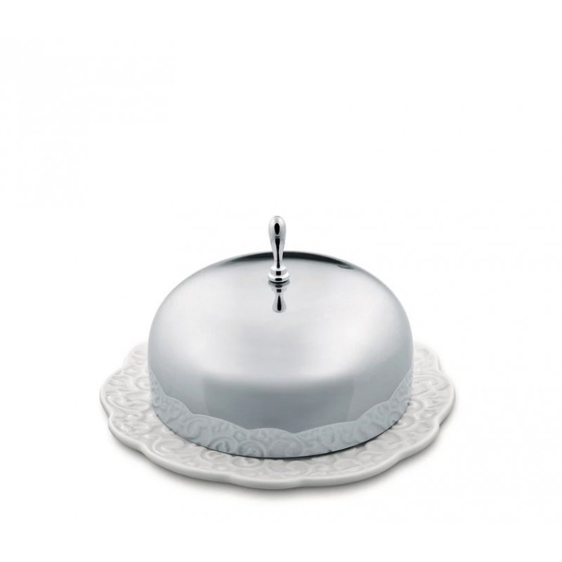 DRESSED BURRIERA IN PORCELLANA CON COPERCHIO IN ACCIAIO INOX LUCIDO ALESSI