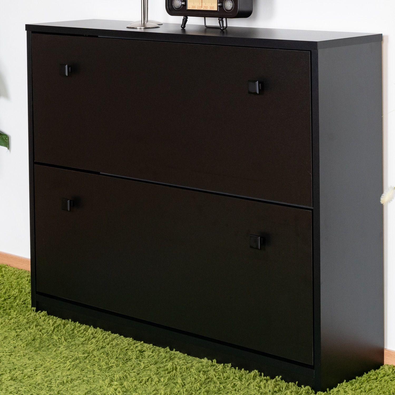 Scarpiera Cikarang 13, nero - misure: 82 x 100 x 26 cm (h x l x p)