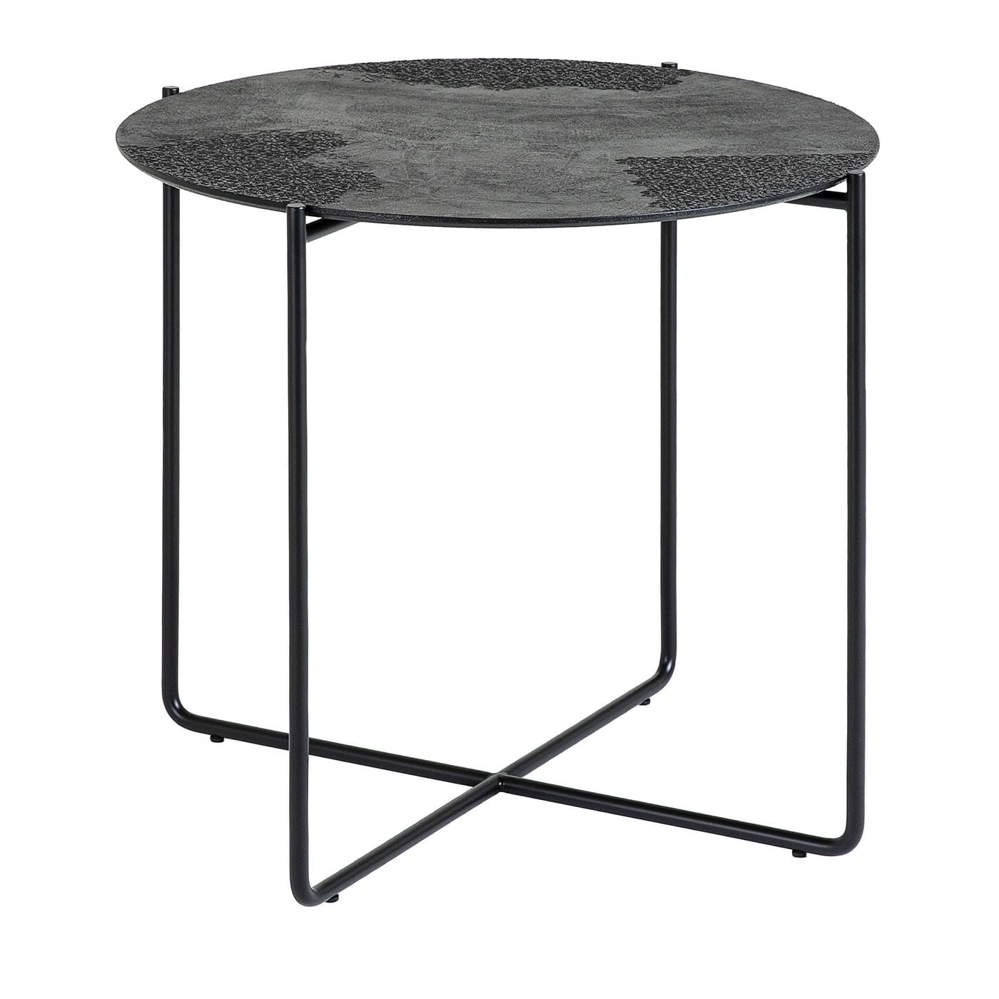 Isola Tavolino Tondo Piccolo Con Top In Resina Decorata Color Nero