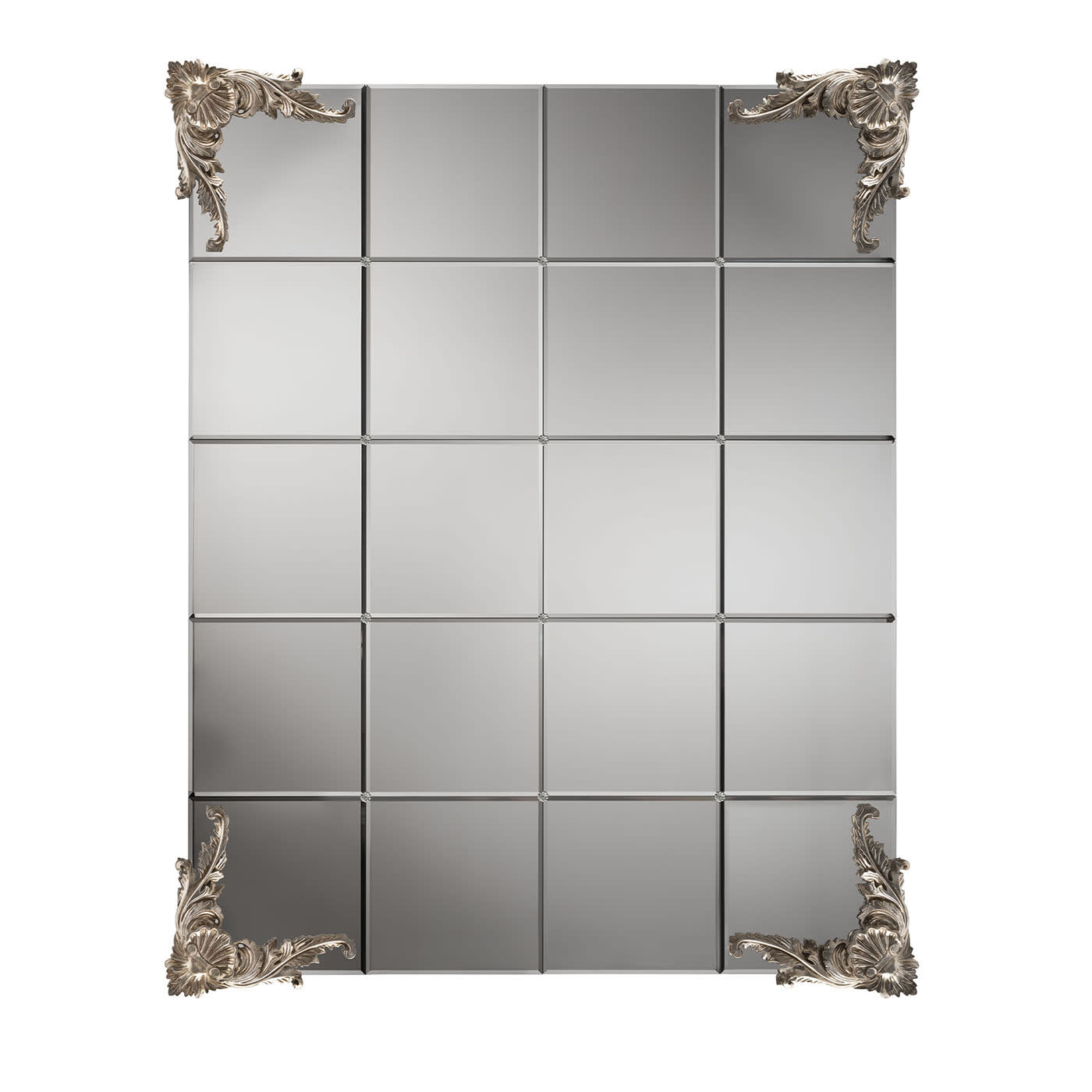 Specchio rettangolare Checked in foglia d'argento Deco-Style