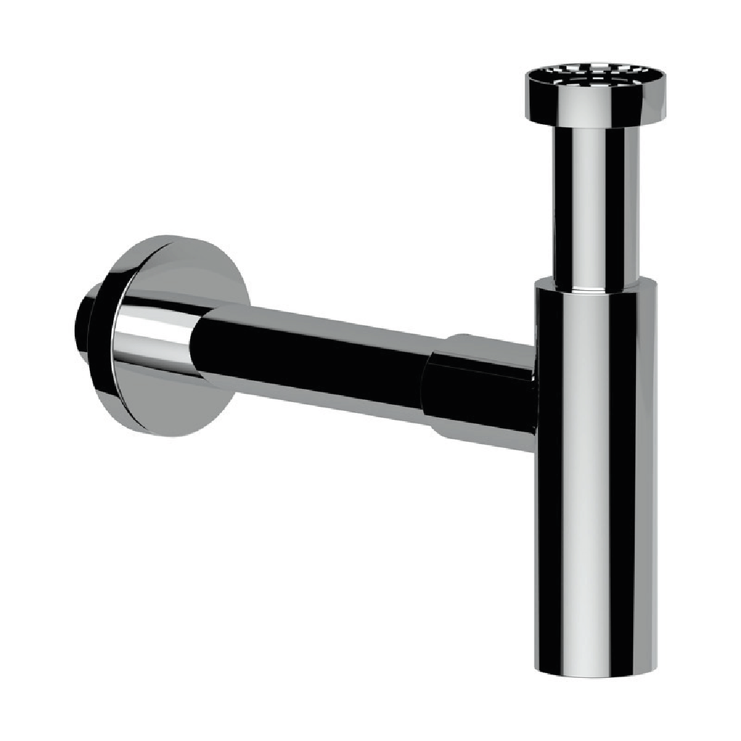 Sifone Tondo a Bottiglia Per Lavabi D'Appoggio Ercos Cromo Lucido