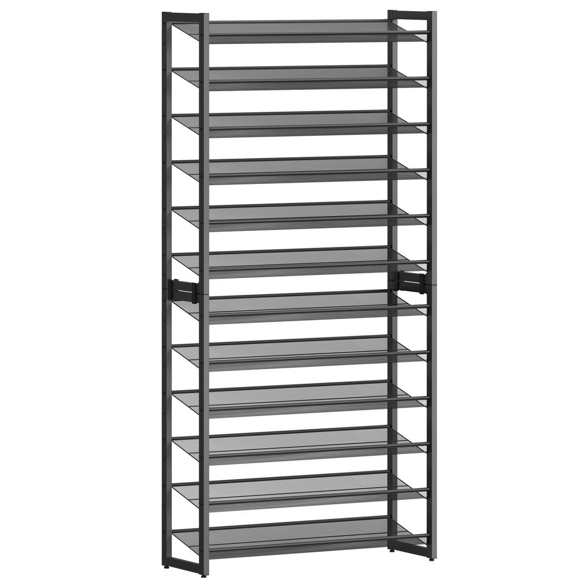 Etagère à chaussures 12 niveaux en métal noir - H221,4 cm