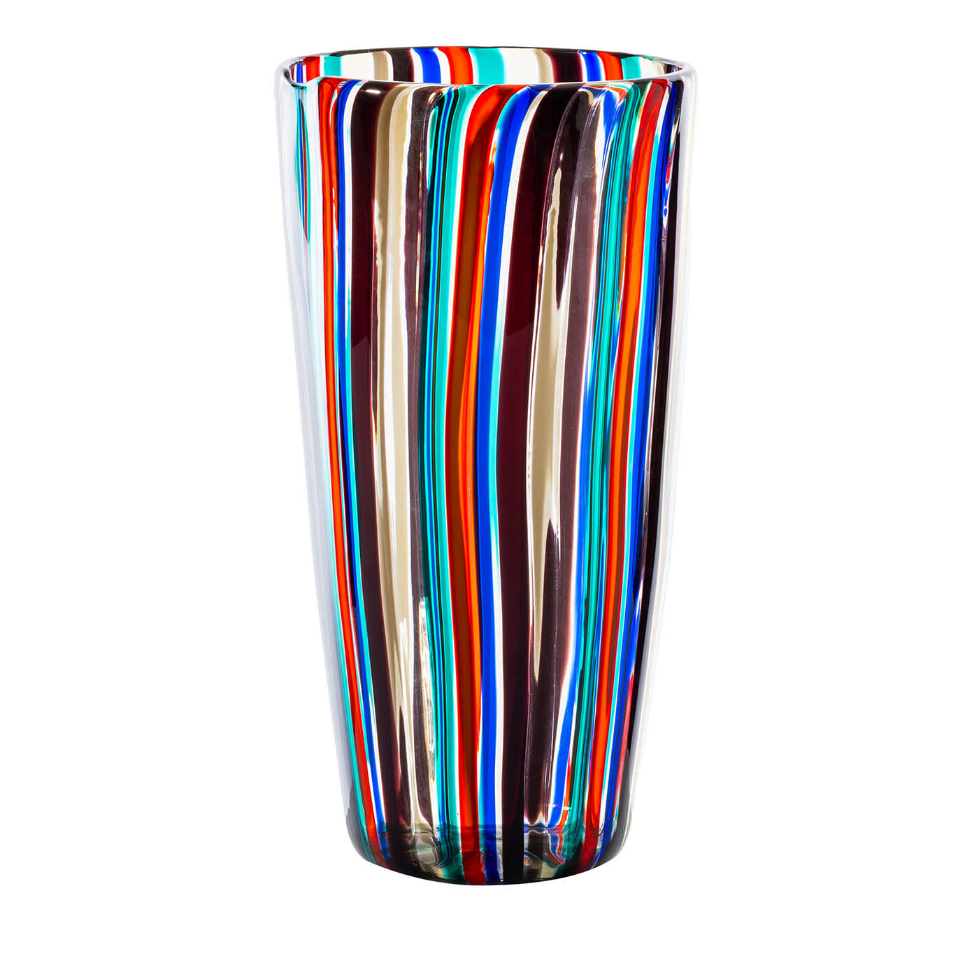 Vaso policromo a righe di Gio Ponti a Canne A Sei Colori