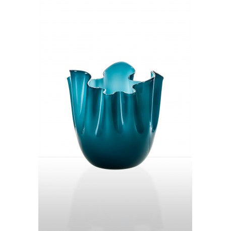 Fazzoletto Venini in vetro bicolore orizzonte acquamare