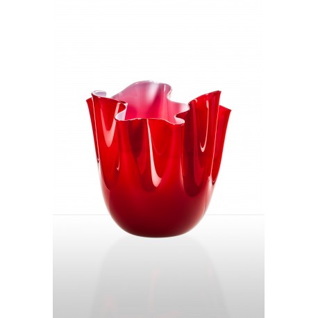 Fazzoletto Venini in vetro bicolore rosso rosa