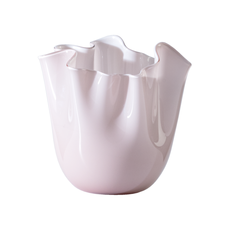 Fazzoletto Venini in vetro opalino rosa cipria cm 13,5