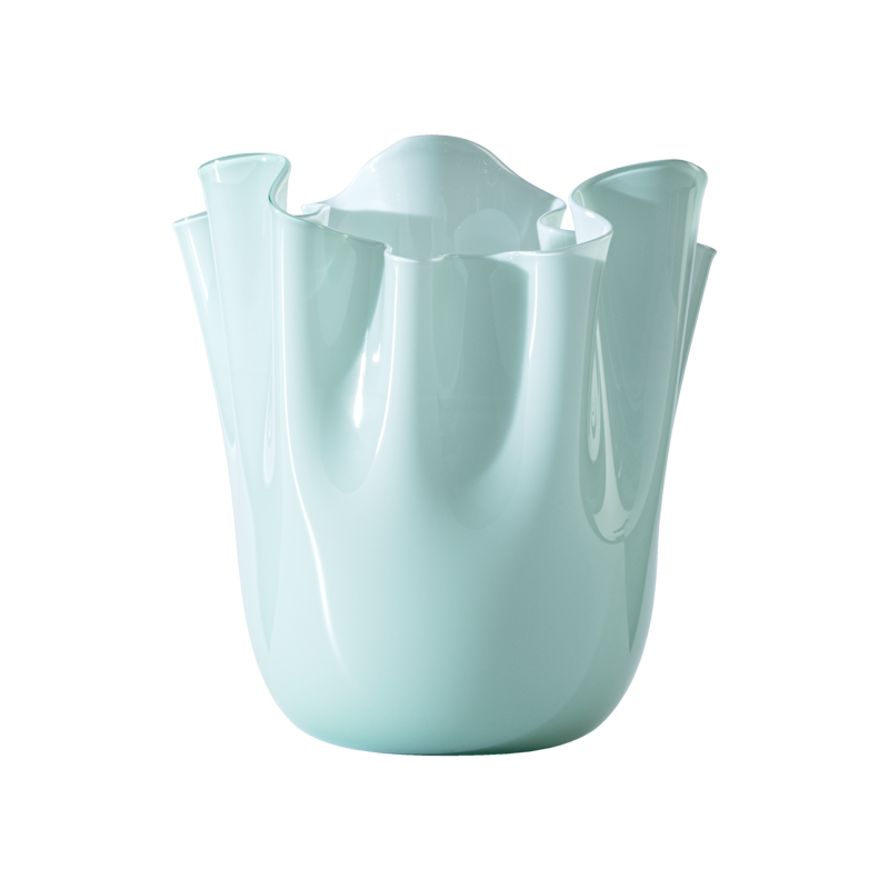 Fazzoletto Venini in vetro opalino verde rio cm 24