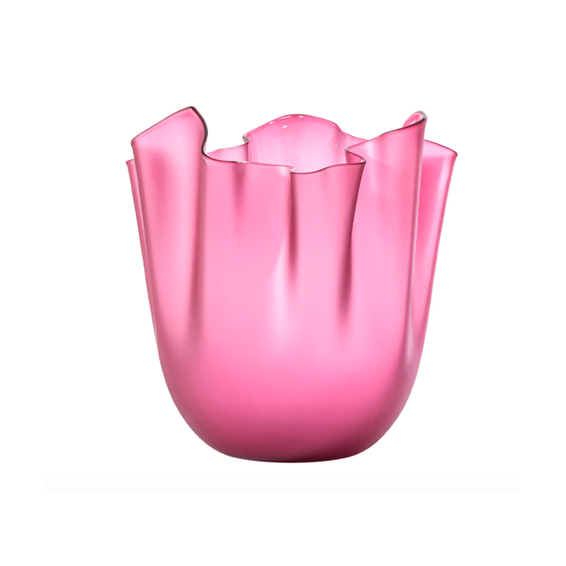 Fazzoletto Venini in vetro trasparente sabbiato magenta cm 31