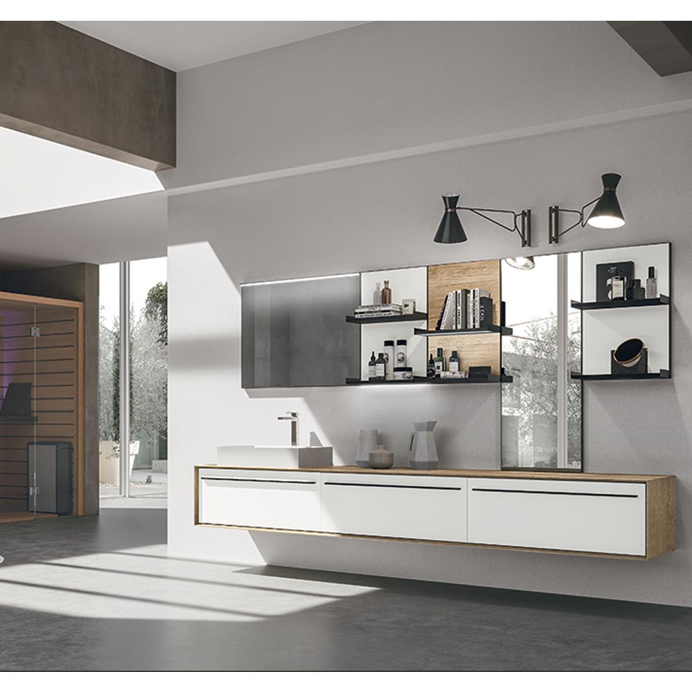 Boiserie a specchio con mensole Gruppo Geromin