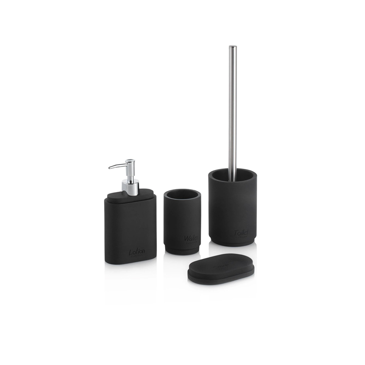 Set accessori bagno in resina nero matt Paraa