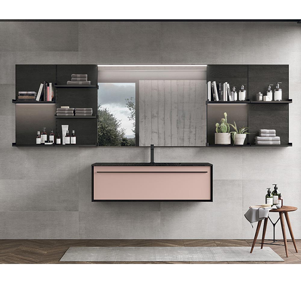 Boiserie con mensole in melaminico Gruppo Geromin