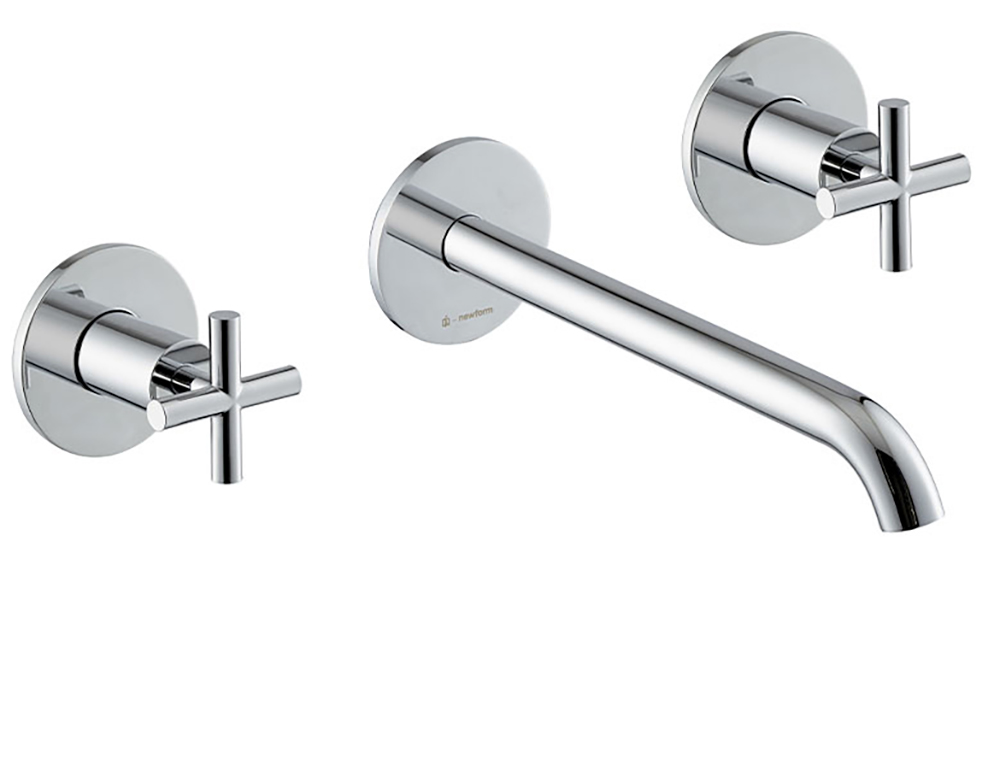 Gruppo lavabo 3 fori a parete bocca prolungata Blink Newform