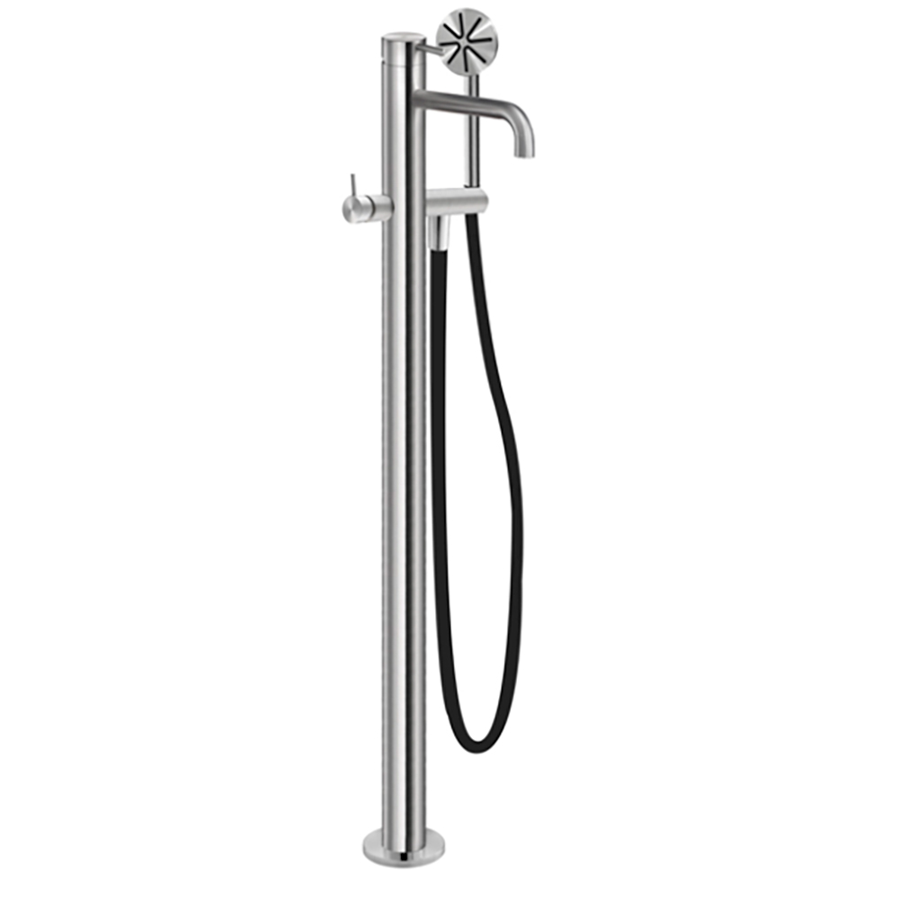 Miscelatore a pavimento per vasca con doccetta tonda One Linki