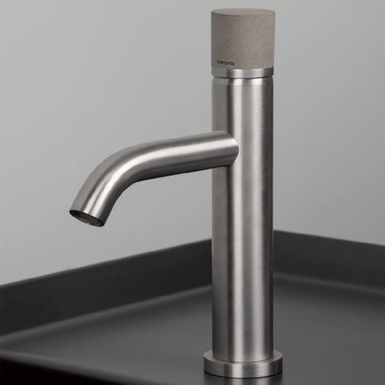 Miscelatore monocomando tondo per lavabo Diametro35 Inox Concrete Ritmonio