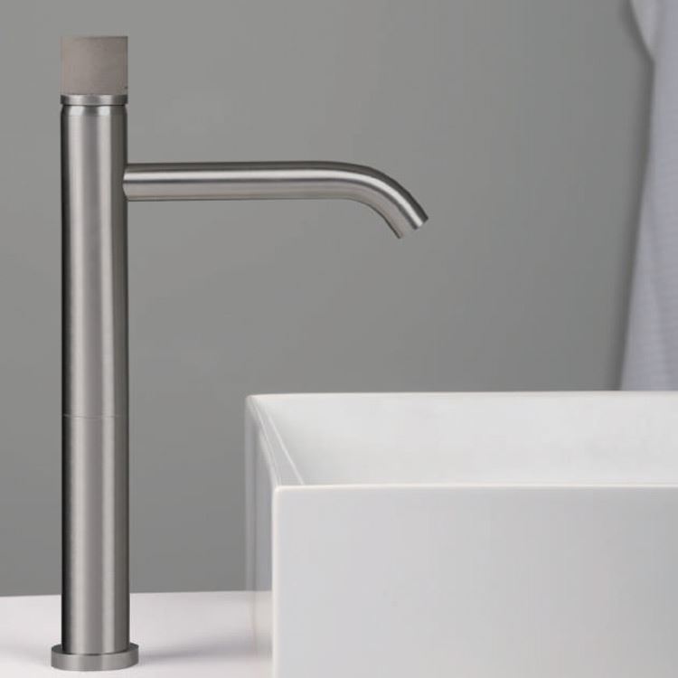 Miscelatore per lavabo versione alta tonda Diametro35 Inox Concrete Ritmonio
