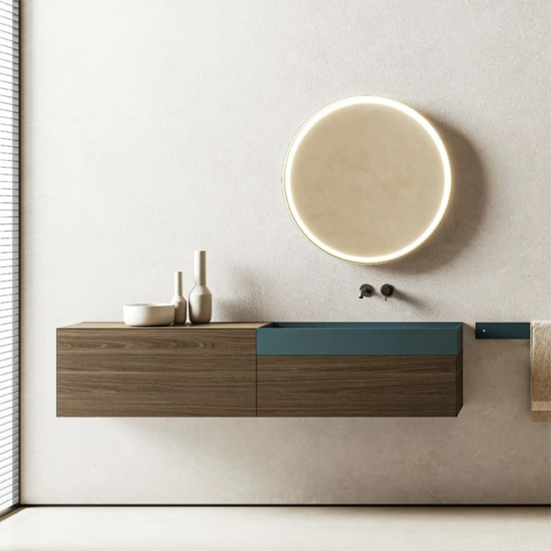 Mobile bagno sospeso con lavabo integrato e colonne Less Moab80