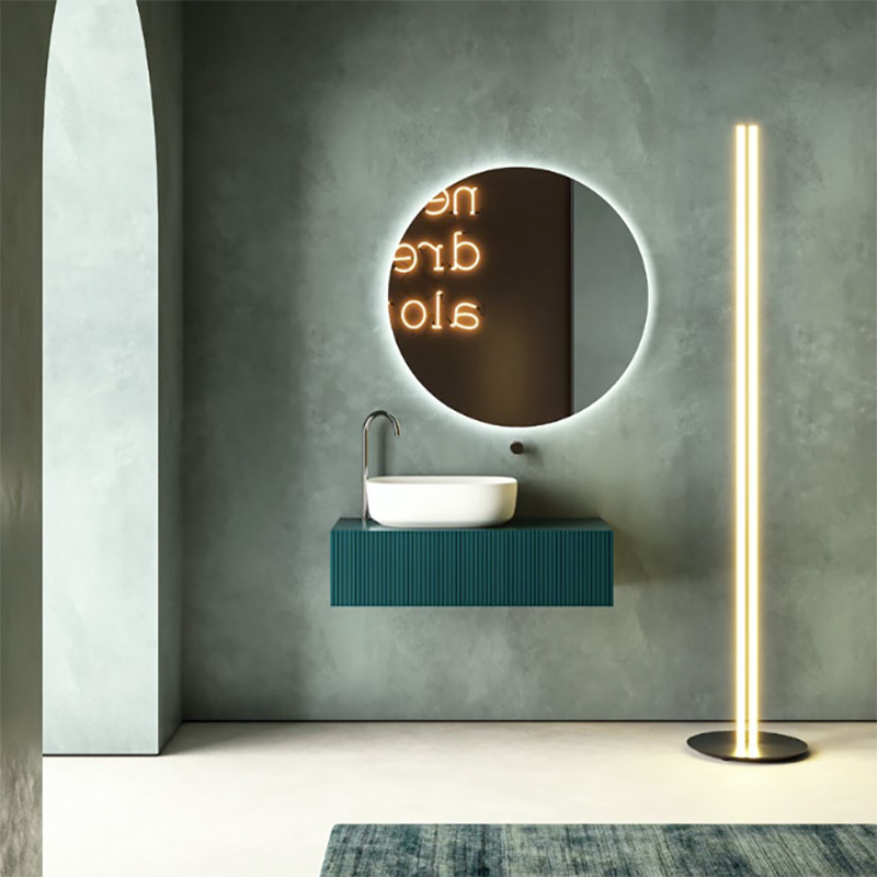 Mobile bagno sospeso in Blu Petrolio Block h24 Moab80