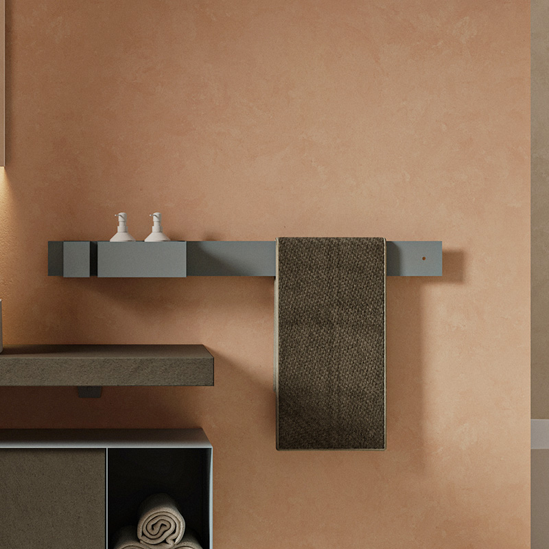 Portasalviette S90 con accessori in acciaio Moab80