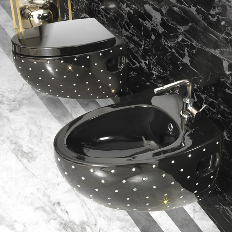 Wc e bidet sospesi con decoro Swarovski Oval Aet Italia
