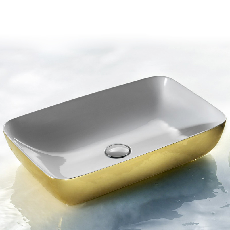 Lavabo da appoggio oro Elite Rectangular AeT Italia