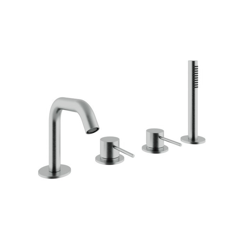 Batteria bordo vasca a 4 fori con doccetta estraibile 40mm Treemme