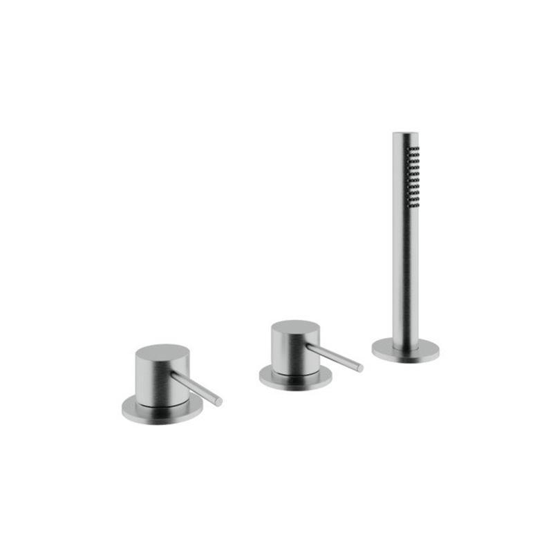 Batteria bordo vasca a 3 fori con doccetta estraibile senza bocca 40mm Treemme