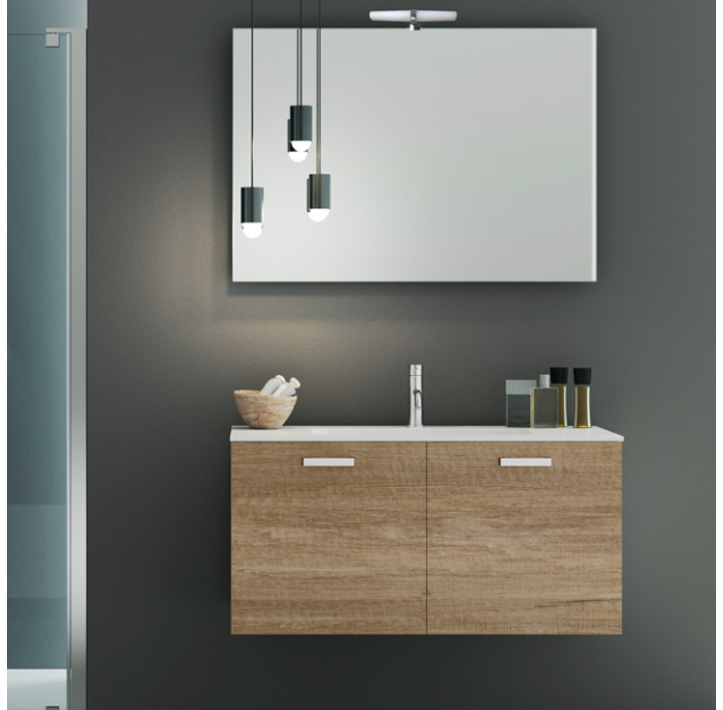 Mobile bagno con lavabo in ceramica Qubo2 Gruppo Geromin