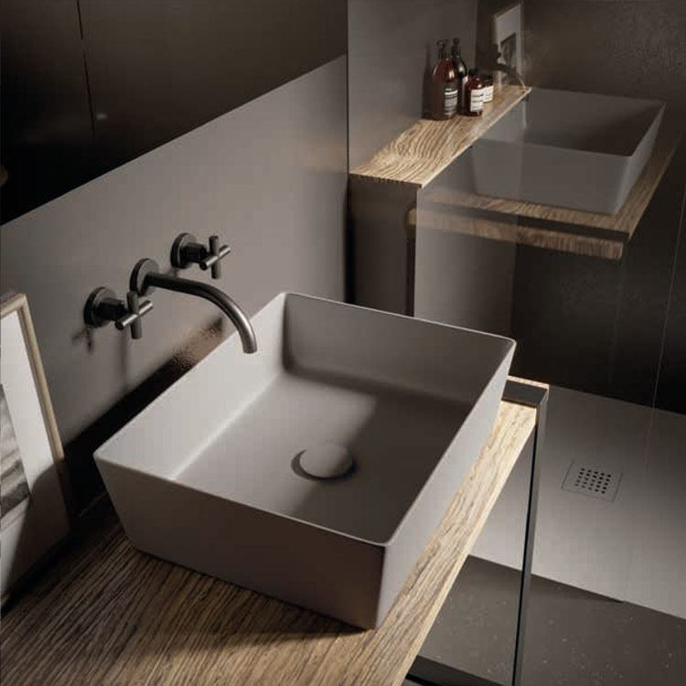 Lavabo da appoggio cemento Happy Hour Slim 11:00 Hatria