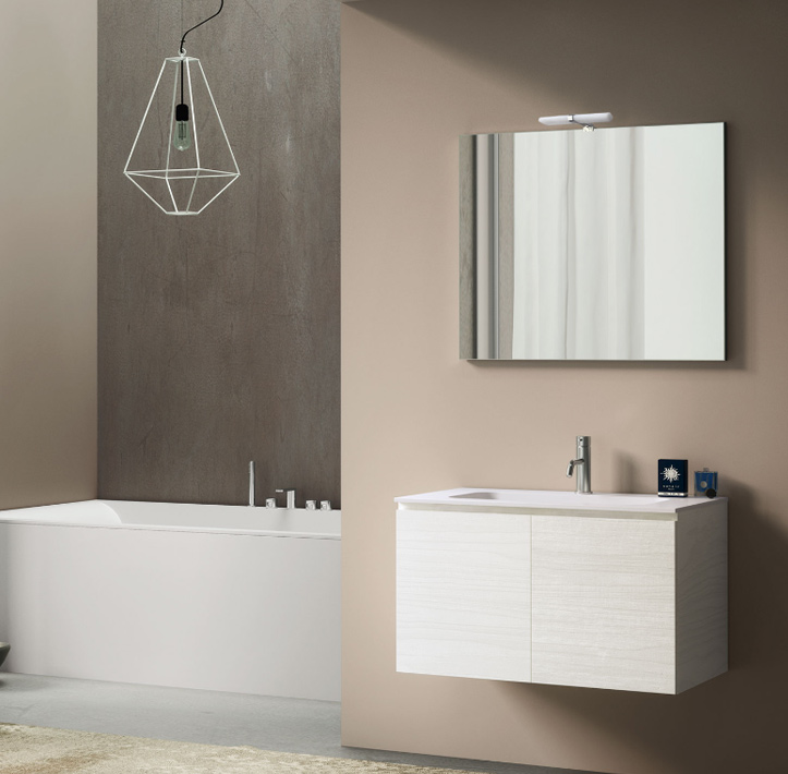 Mobile bagno con lavabo in Solid Surface Qubo2 Gruppo Geromin