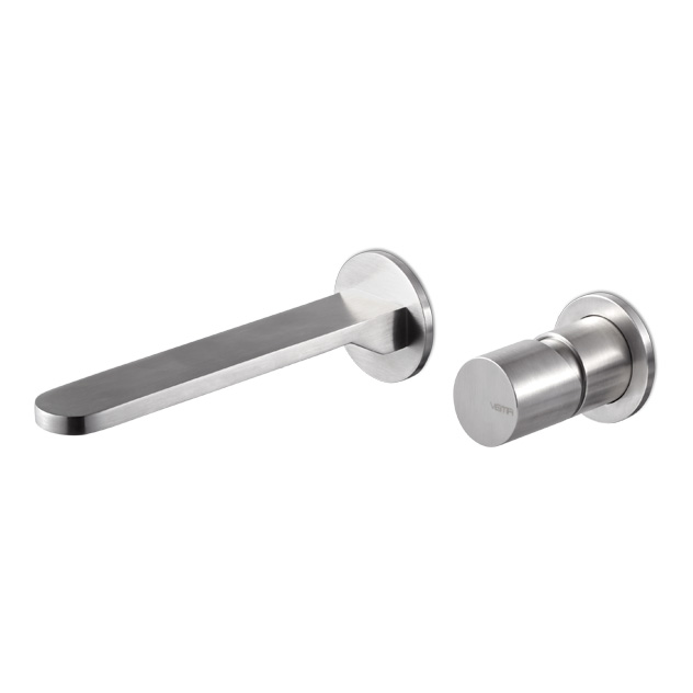 Gruppo miscelatore monocomando in acciaio a parete per lavabo Veny Steel by Vema