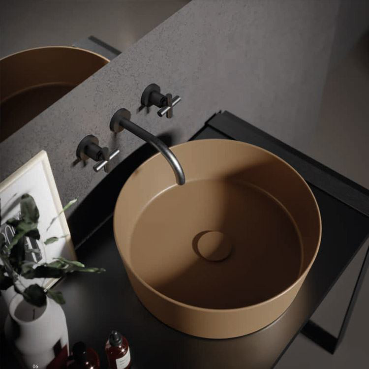 Lavabo da appoggio tabacco Happy Hour Slim 07:00 Hatria