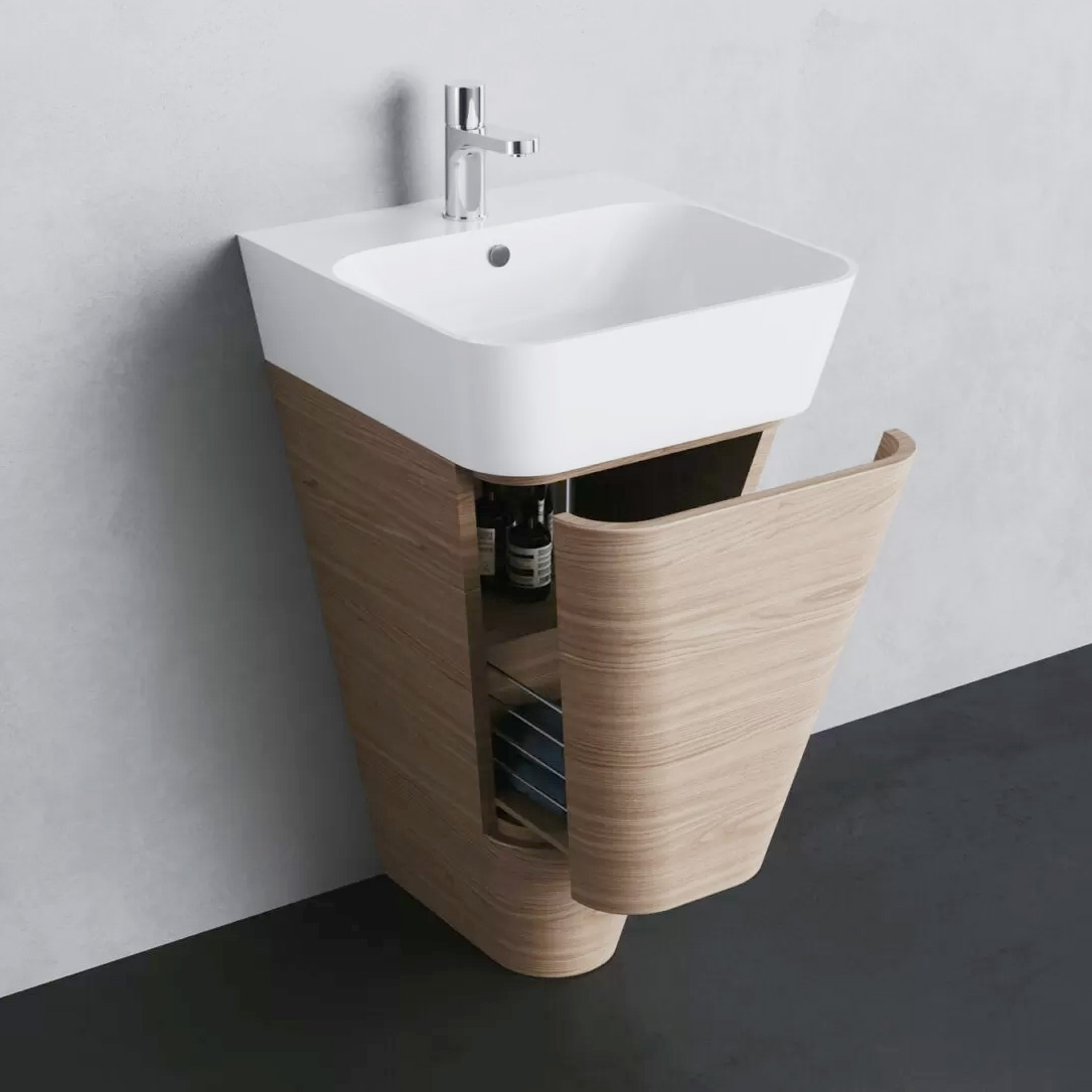 Mobile a terra collezione Build in finitura Olmo bianco, Olmo naturale o Cemento