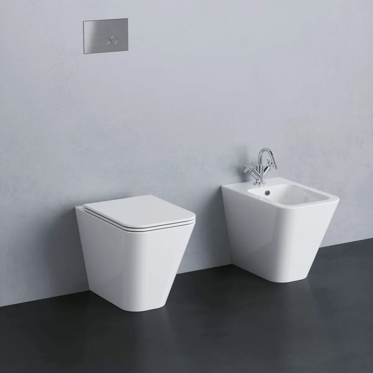 Bidet a terra monoforo in ceramica con kit di fissaggio Build