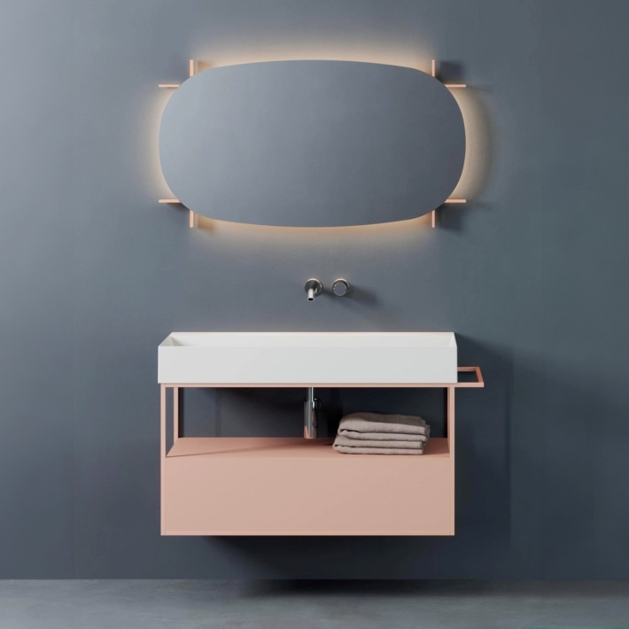 Struttura sospesa in metallo verniciato con cassettone Elegance Croma by Azzurra Ceramica