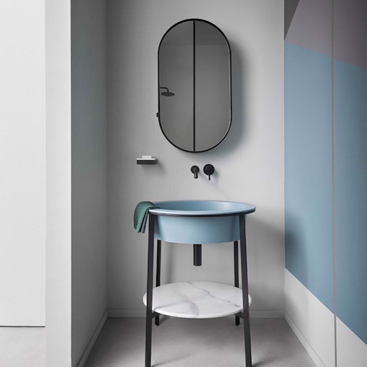 Lavabo con struttura Catino Ovale Ceramica Cielo