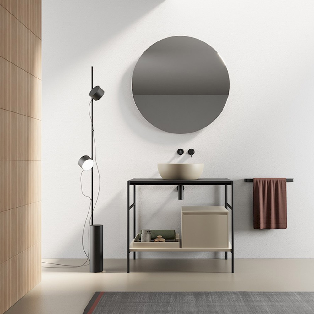 Mobile da terra con lavabo rotondo Velo 87 Nic Design