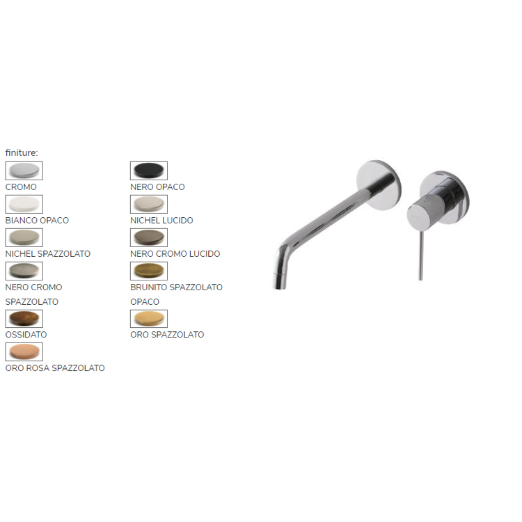 Miscelatore a 2 fori a parete con canna L. 22,6 cm Up+ Treemme