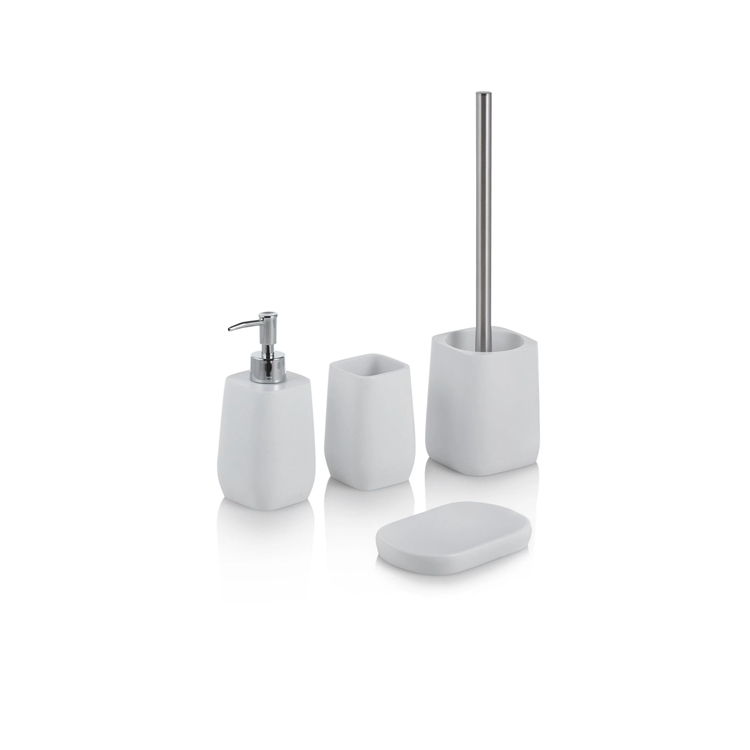 Set accessori bagno in resina bianco matt Smart