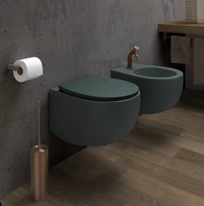 Wc sospeso in ceramica verde scuro Dot 2.0 AeT Italia