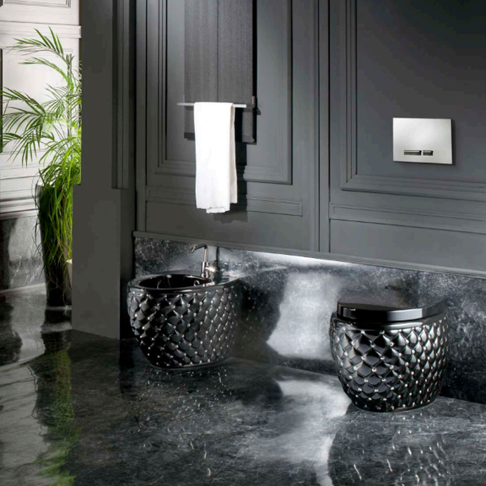 Wc a terra nero con decoro Capitonnè Class AeT Italia