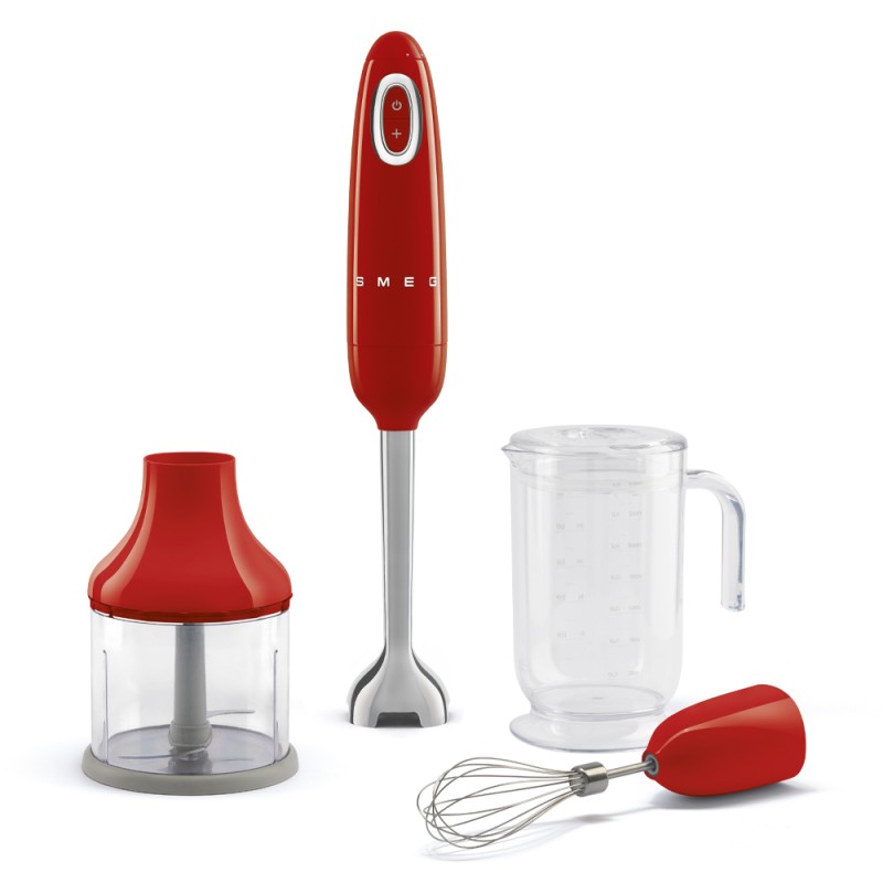 Frullatore ad immersione Smeg rosso con accessori