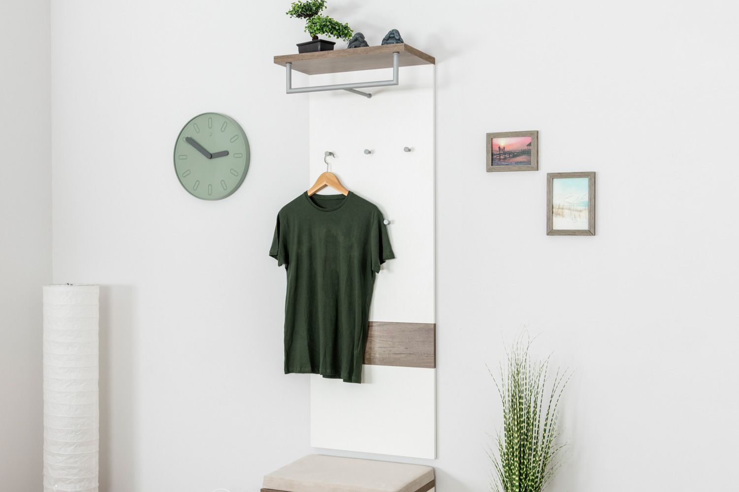 Appendiabiti "Sagone" 03, marrone scuro rovere / bianco - 142 x 50 x 27 cm (h x l x p)