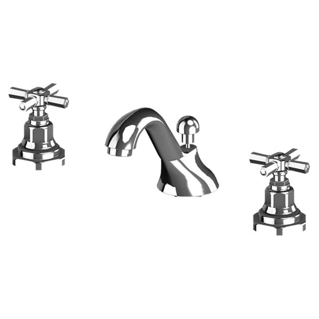 Miscelatore Lavabo a Tre Fori Con Scarico Gattoni Rubinetteria "TRD" Cromo Lucido