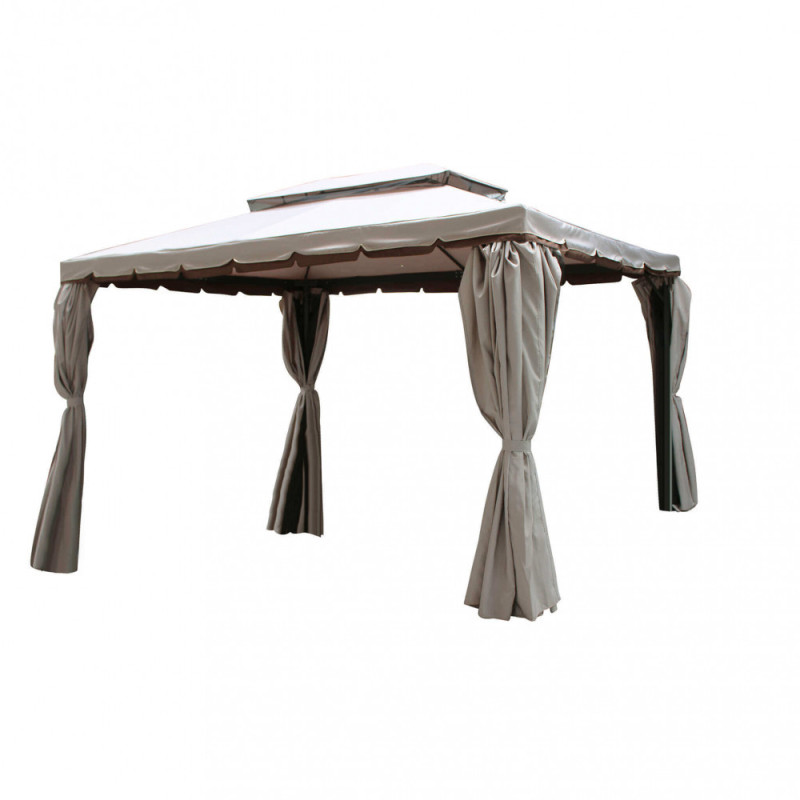 Gazebo in metallo 3x4 avorio e ecrù con tele zanzariere