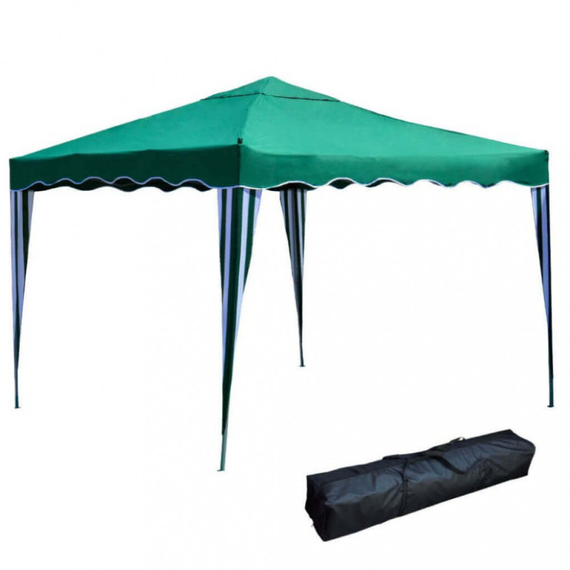 Gazebo pieghevole in metallo 3x3 verde con sacca